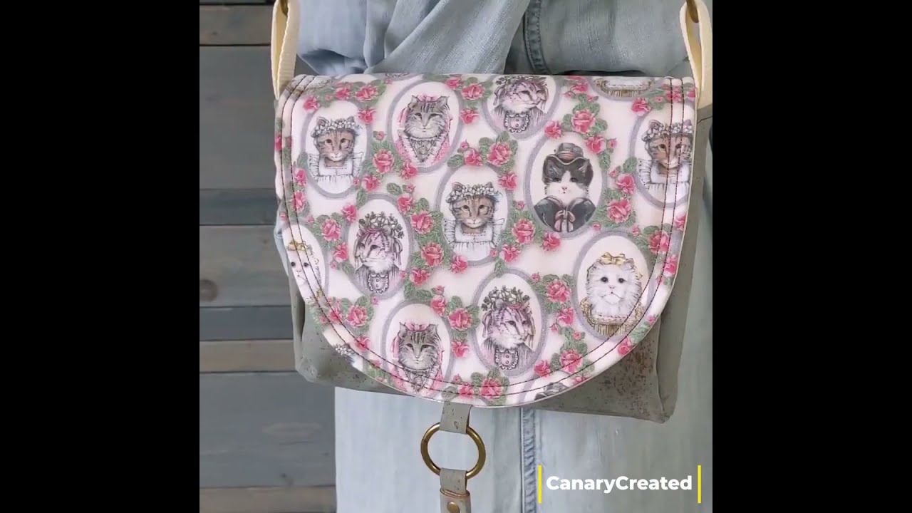 Vintage Victorian Cat Portraits Sweet Pea Saddle Bag