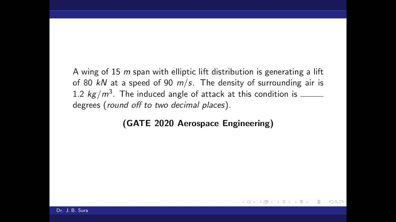 GATE 2020 Aerospace Engineering Q41 | Induced Angle of Attack