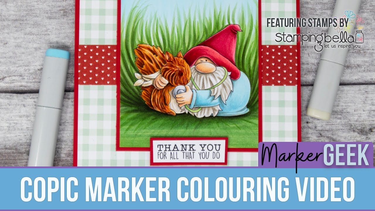 Copic Marker Colouring Stamping Bella Gnome Vet rubber stamp - YouTube