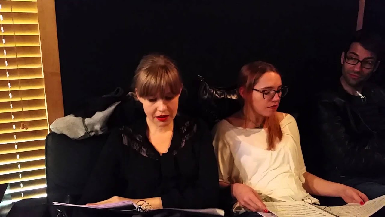 Working on vocal parts for Esther, the Muscial at Evil Snail Studios