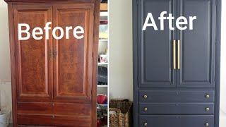 كيف تصبغ خزانة ملابسك القديمة وتحولها إلى جديدة بأقل التكاليف و في وقت قصير.Relooker une armoire