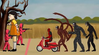 Squid Game Vs Deadpool, Venom, Venom Carnage - Drawing Cartoons 2