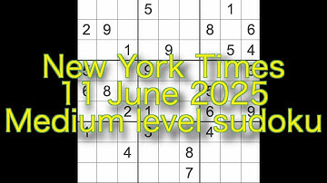 Sudoku solution – New York Times 11 June 2025 Medium level