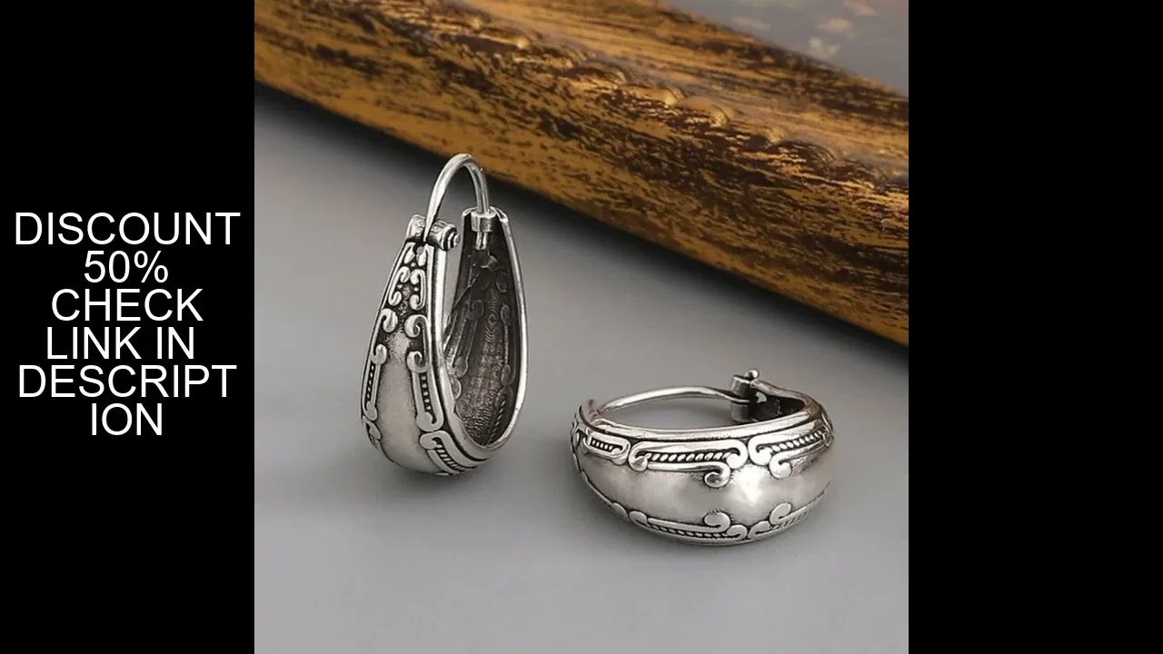 Vintage Silver Color Round Earrings Ethnic Bohemian Metal Carving Pattern Hoop Earrings for Women Je