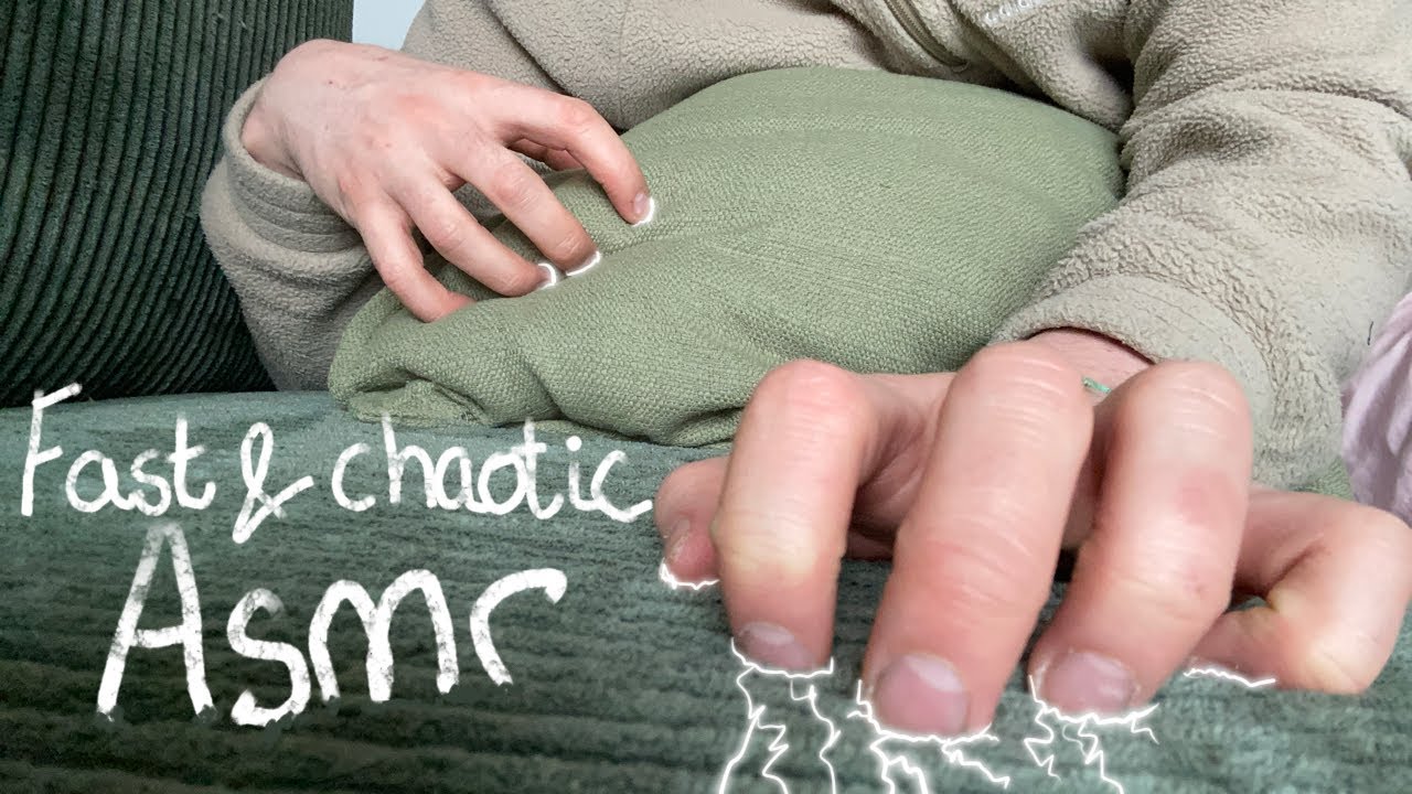 Fast & Chaotic ASMR! Fabric Scratching, Hand Movements, Mouth Sounds, Coconut Rain, Face Touching