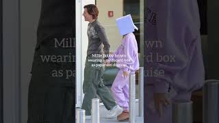 Millie Bobby brown wearing a cardboard box as paparazzi disguise #trending #milliebobbybrown #viral