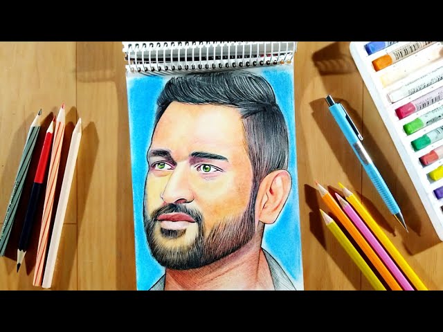 Pencil Sketch of M.S Dhoni - Desi Painters