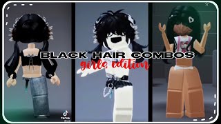 Black Hair combos for the girls #roblox ⭐️