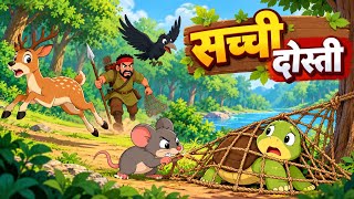 4 दोस्तों ने शिकारी को कैसे हराया | Sacchi Yari |सच्ची यारी Hindi Moral Story | Panchatantra Story|