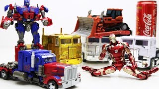 Transformers Stop motion! Optimus Prime w/ Bulldozers Rampage Robot Car & Lego Robbery!