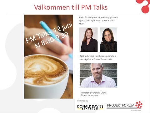 PM Talks - ett webinarium för projektledare. Arrangerat av Svenskt Projektforum