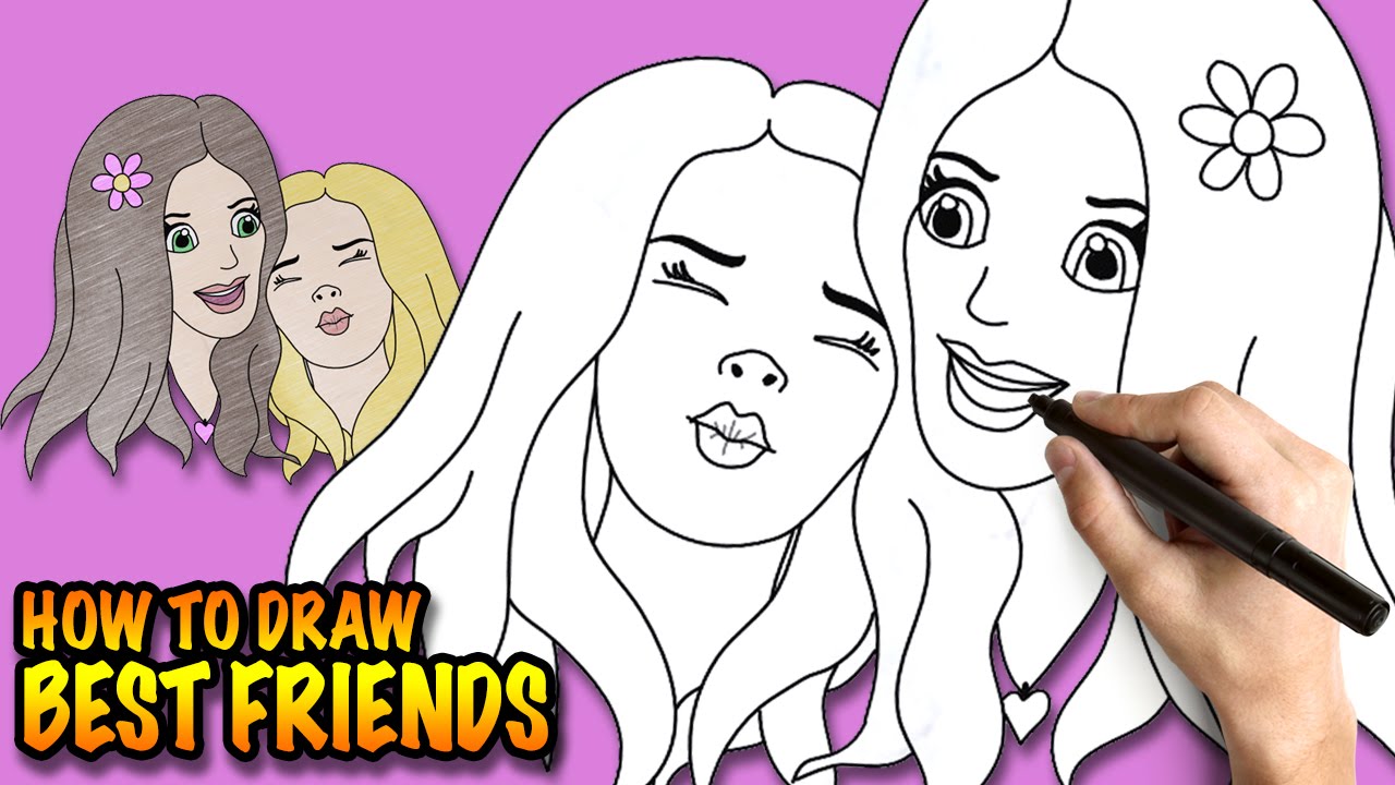 How To Draw 2 Best Friends Bff S Easy Step By Step Drawing Lessons For Kids Youtube