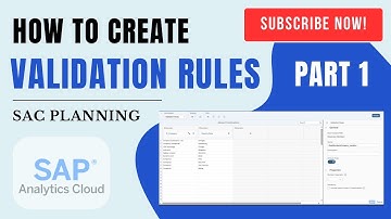 SAP Analytics Cloud (SAC) | Planning | Validation Rules Part 1