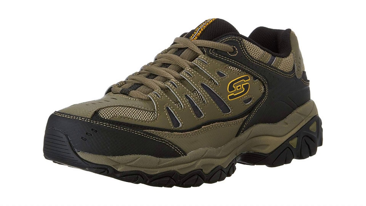 Skechers Mens Afterburn Memory Foam Lace up Sneaker - YouTube