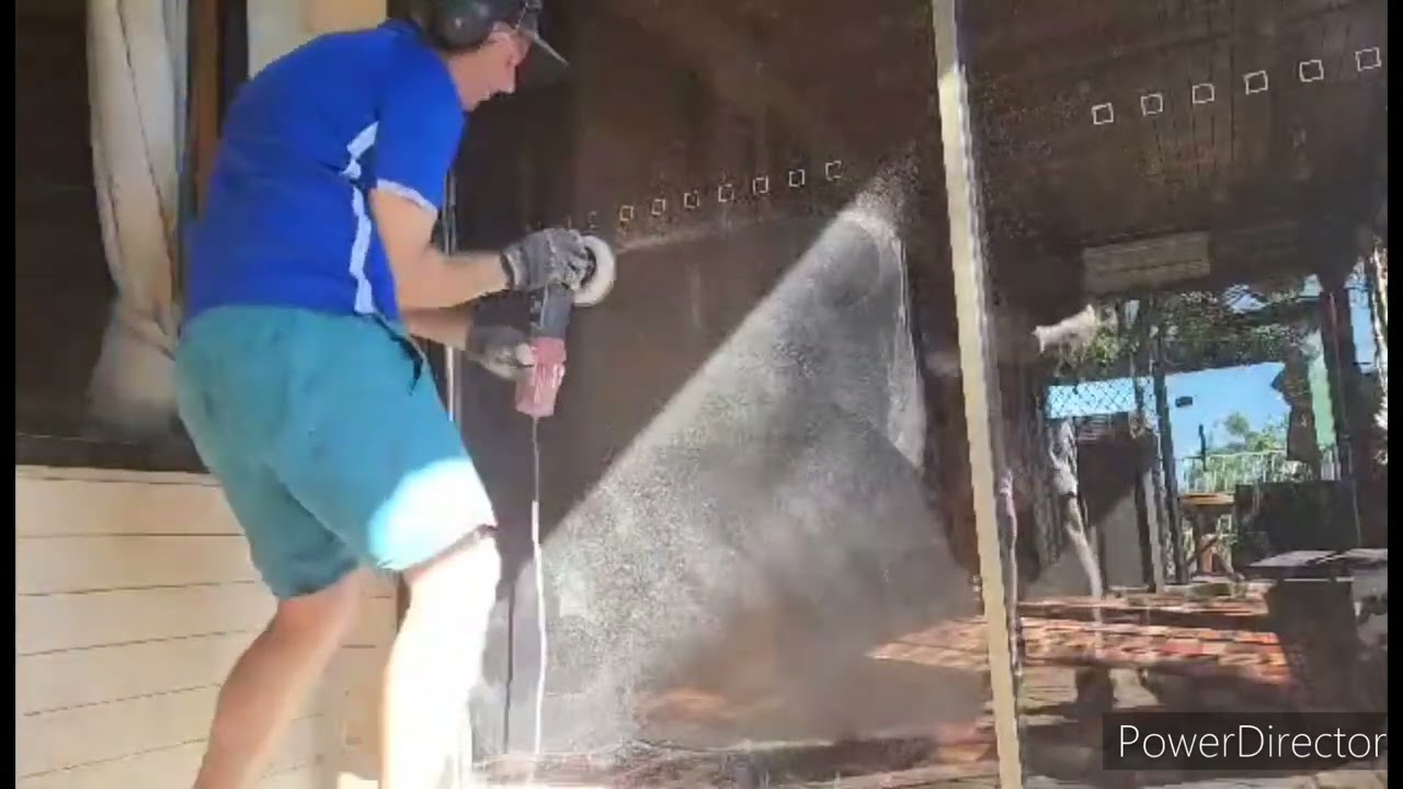 Scratches removed from glass door. Glass Polish Queensland