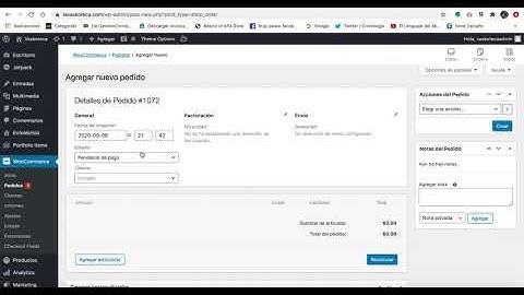 Cómo ver un estado de pedidos y creación de un nuevo pedido en Woocommerce