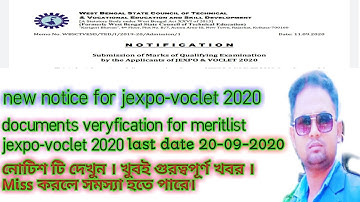 documents upload for meritlist jexpo-voclet 2020|webscte new noticee| jexpo-voclet new notice 2020|