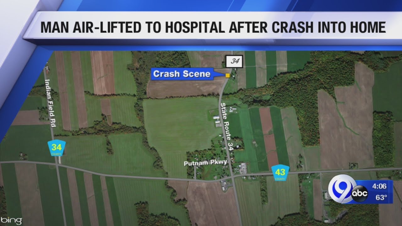 Man airlifted to hospital after crashing into home - YouTube