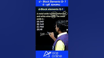 EAMCET Q-1: Learn D-Block Elements| Lankeshwar Sir | ACE Online | ACE Engineering Academy