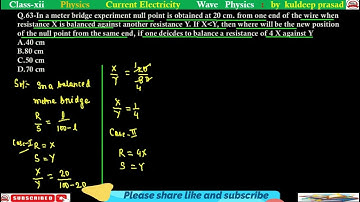 In a meter bridge experiment null point is obtained at 20cm.from one end of the wire when resistance