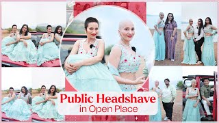 Female Headshave in Open Place | Straight Razor Girl in Public | Latest Indian Women 2023 | New Vlog