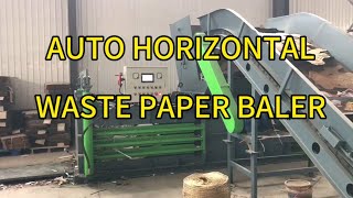 Automatic horizontal waste paper baler, wasted bottles, corrugated board scraps bundling machine