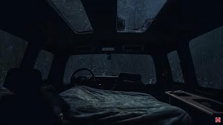 Rain on Car Window?Heavy Rain & Thunder️Ambience in the Car at night under Heavy Rain