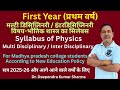First year multidisciplinary Physics Syllabus (MDC Physics) For MP College Students Session 2025-26 