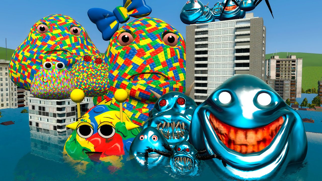 SPARTAN KICKING ALL LEGO and DIAMOND 3D POU BOU'S REVENGE in FLOODED CITY in Garry's Mod