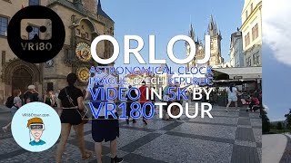 Prague famous Orloj - Astrological Clock and old town in VR. VR180 3D 5k travel video.