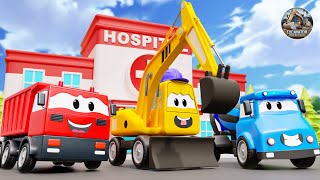 3D Construction Project: Excavator, Dump Truck, Concrete Mixer Building New Hospital | More Videos