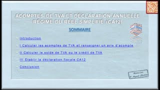 Diaporama 03 - Acomptes de TVA et déclaration annuelle CA12