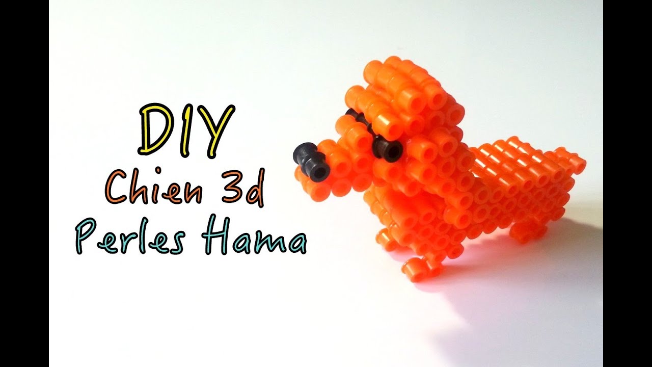 Comment faire un chien 3d avec des perles à repasser Hama - YouTube