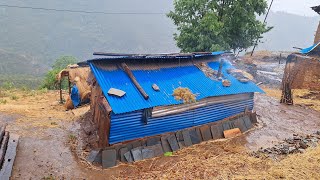 Super Heavy Rain and Strong Wind in Jiree Village |This is Himalayan Village Nepal |villagelifenepal