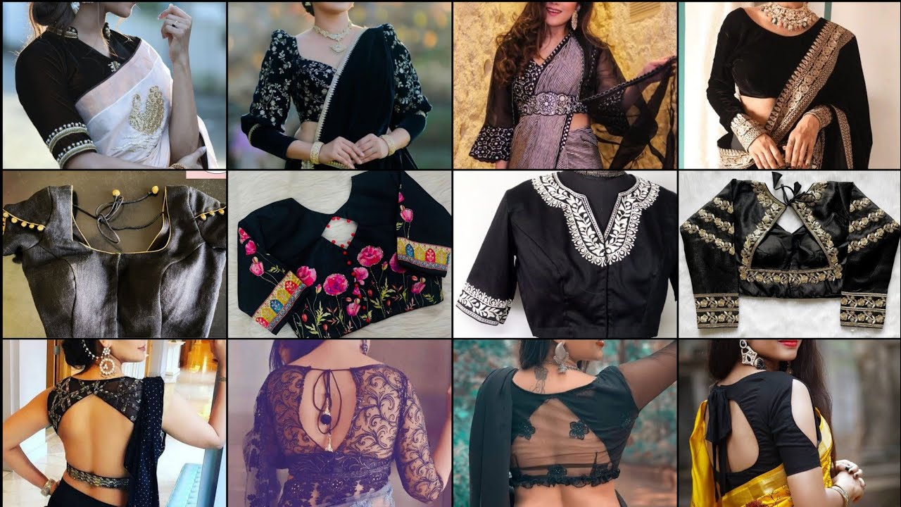 Black Colour Blouse Neck Designs Latest/Black Colour Blouse Back Design ...