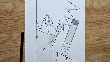 Easy anime half face drawing | How to draw Anime Ninja ( Kakashi ) step by step | naruto tutorial