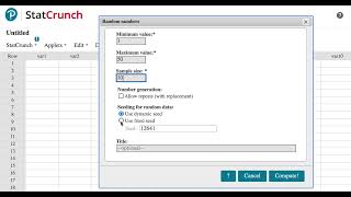 Statcrunch: Finding an SRS using Random Numbers