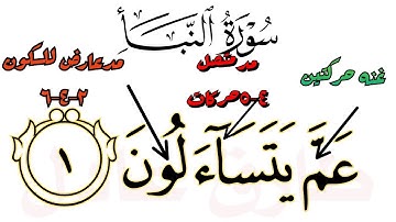 سورة النبأ قراءه تجويديه حرفيه تشكيليه من(عم يتساءلون)إلى(وجعلنا نومكم سباتا)