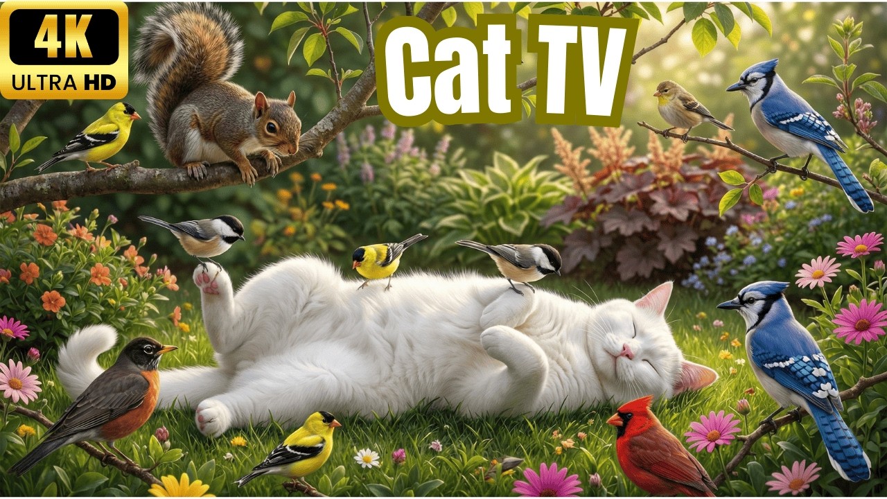 TV for Cat 🐿️ 4K Ultra HD Backyard Birds with Lifelike Movement