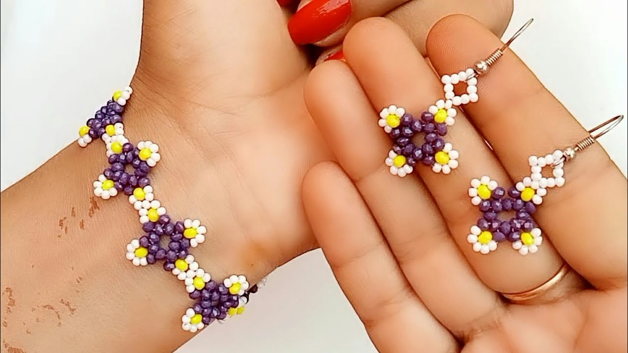 Easy Beaded Jewelry Making At Home  Bracelet And Earring  Handmade