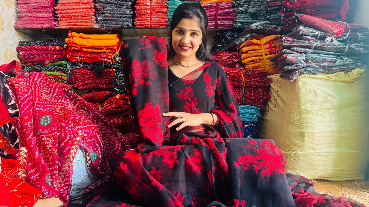Beautiful black red saree ❤️🖤🌸 