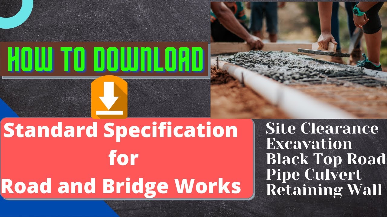 How To Download Standard Specification For Road And Bridge Works DOR