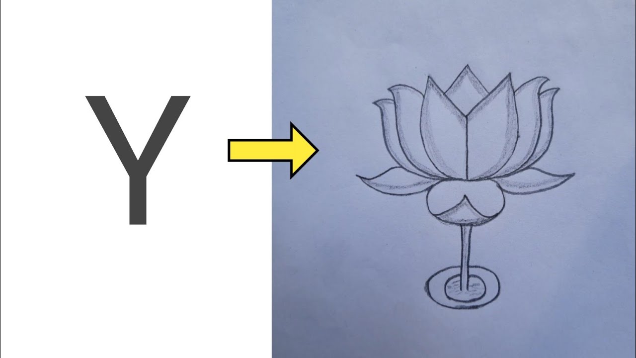 How to draw Lotus Drawing Easy for beginners | Lotus drawing