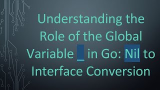 Understanding the Role of the Global Variable _ in Go: Nil to Interface Conversion