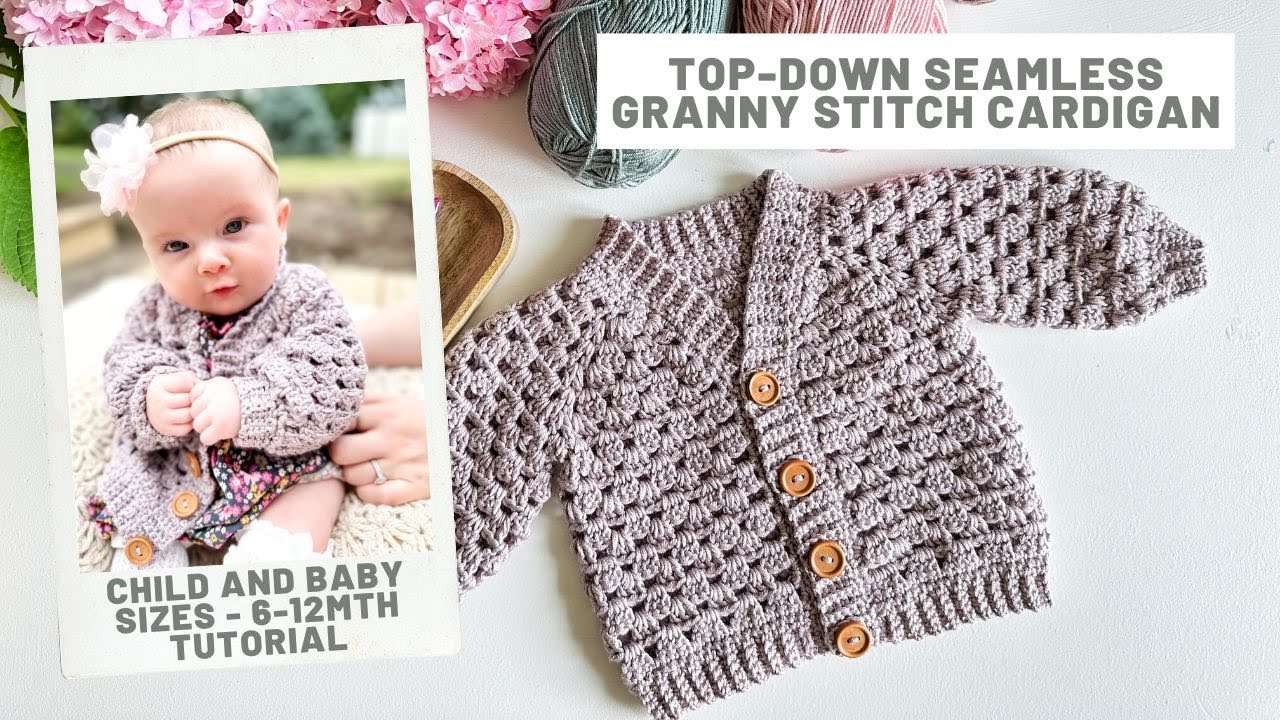 Mini Pop Cardigan - Top-Down Baby & Child Size Cardigan Crochet Pattern