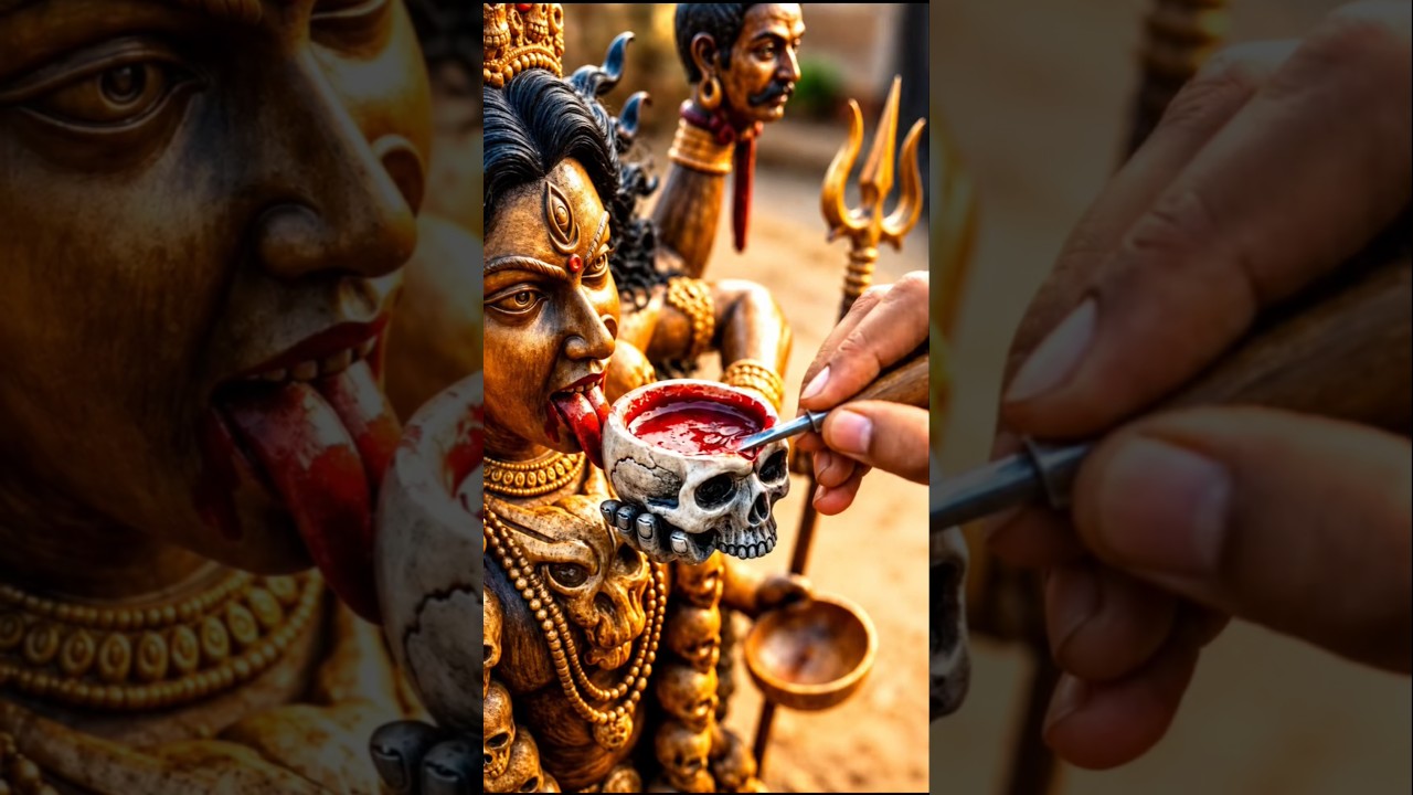 😱🪵लकड़ी से बनाई काली माता 🙏#woodworking #woodcarving  #kali #kalipuja #motivation #bhakti #shorts