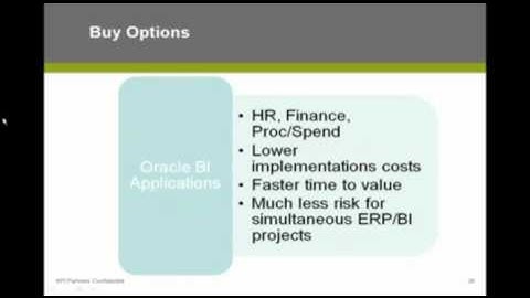 Options For BI Implementation - Build Or Buy? : 11 of 13 : Webinar : OBIEE Analytics for ERP Clients