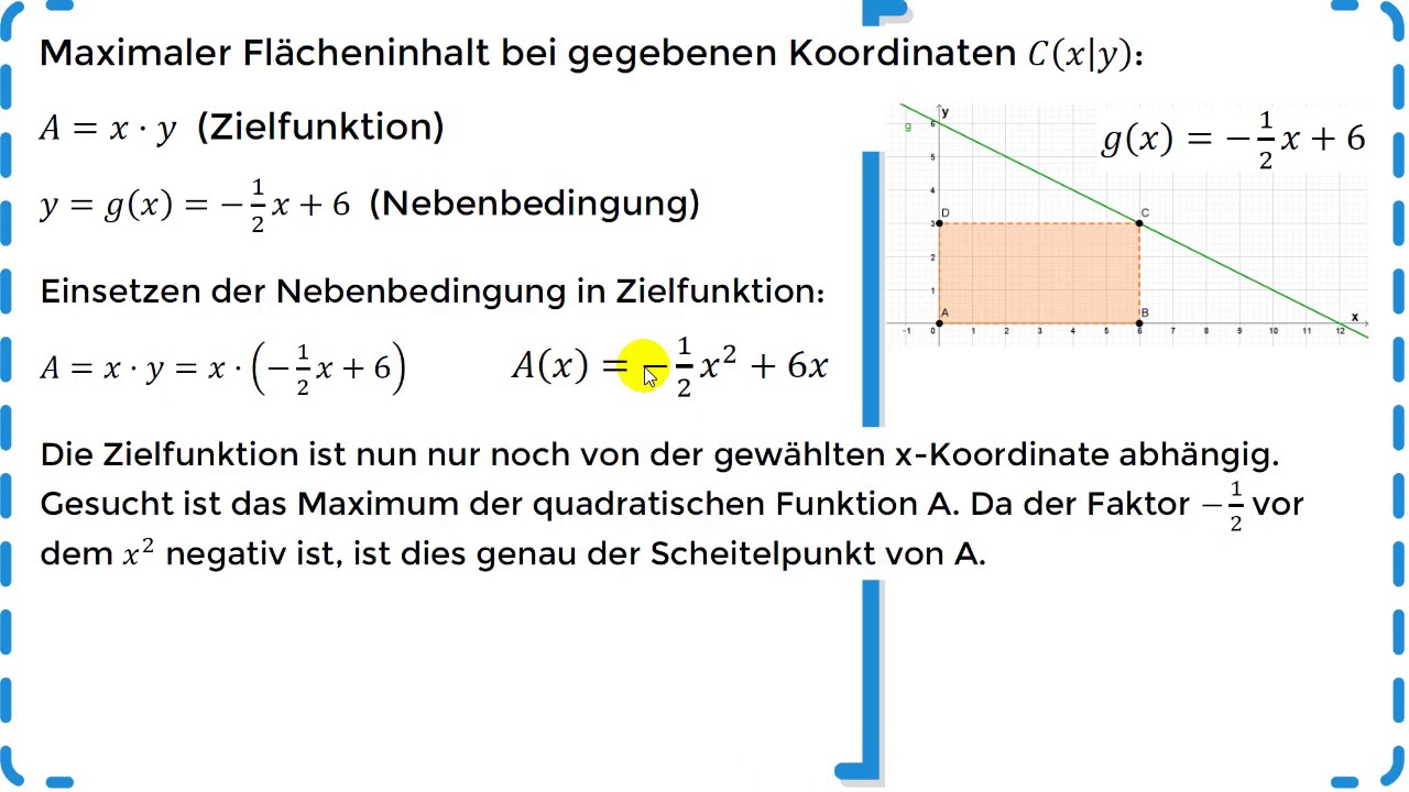 Extremwertaufgaben Optimierung mit Zielfunktion & Nebenbedingung