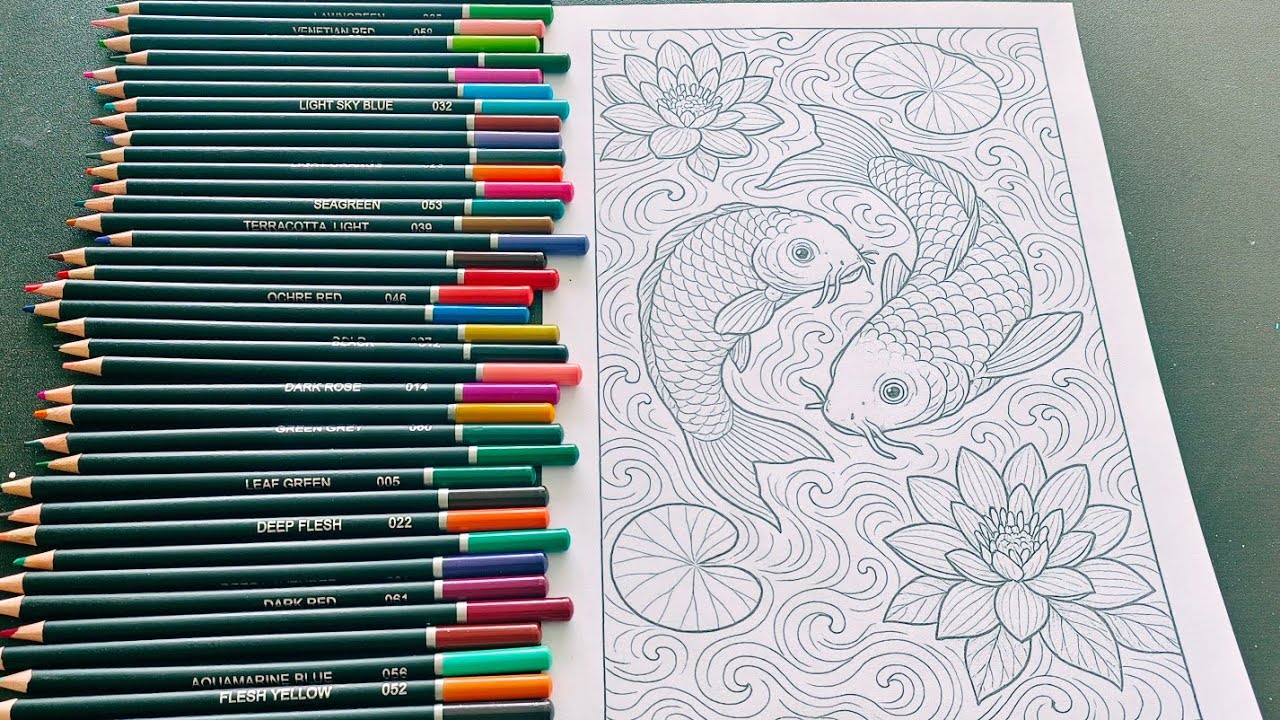 Mind Relaxing Koi Fish Coloring | Stress Relief Art | Peaceful Art