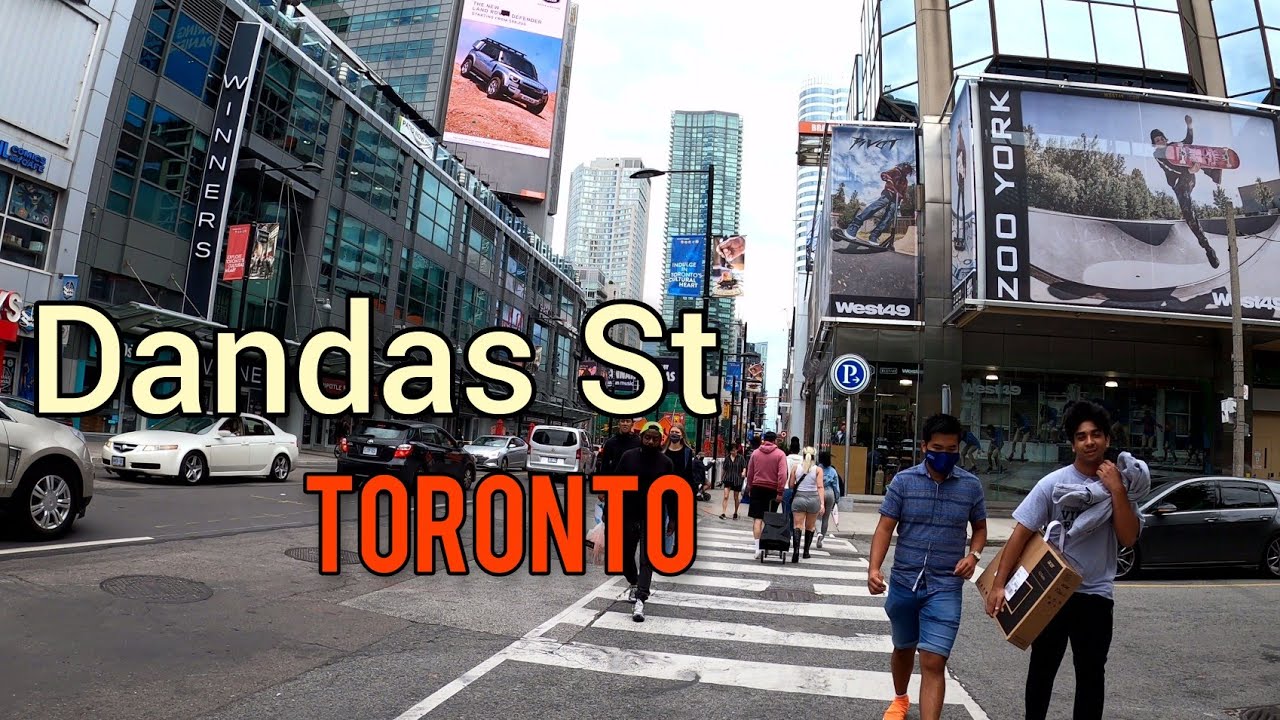 Toronto Downtown Dundas St West ,walking ,4k